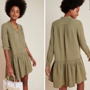 Anthropologie Maeve Katie Textured Utility Tunic Dress